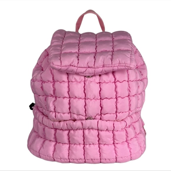 Lulu Mac Handbags - Girlie Girl Pink Puffer Quilted Backpack